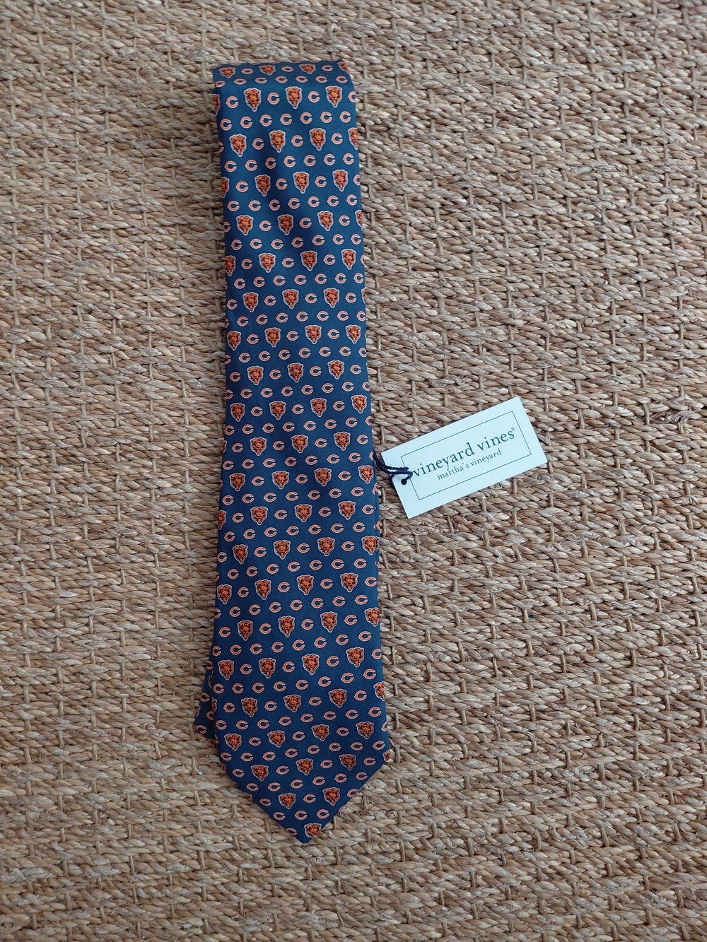 Vineyard Vines Navy Tie with Chicago Bears Logo